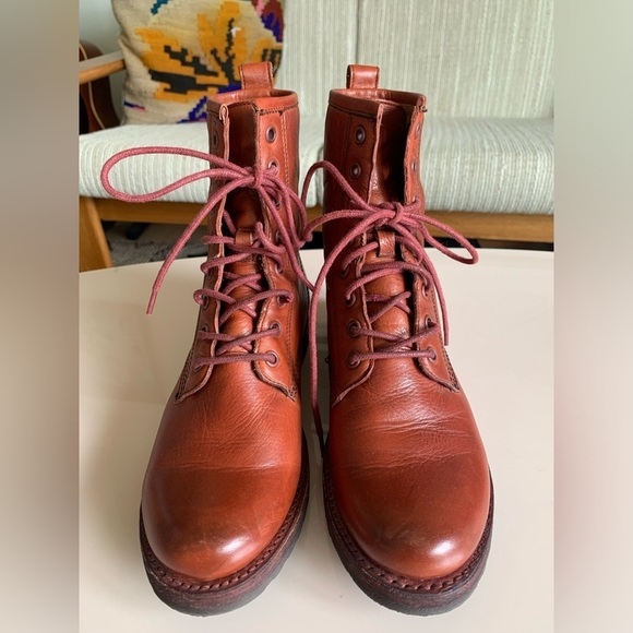 FRYE Veronica  Combat Boot In Red Clay - Picture 5 of 16